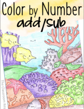 Math fact color by number activities, addition and subtraction. Practice math facts the fun way! These activities integrate math and science with ecosystem and habitat images. Perfect for 1st and 2nd grade #mathfacts #addition #subtraction #1stgrade #2ndgrade