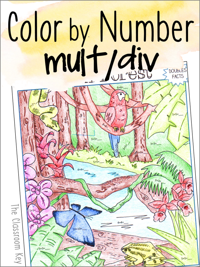 Math Fact Color by Number, multiplication and division, practice math facts the fun way! These activities integrate science and math with habitat and ecosystem images, They're perfect for 3rd and 4th grade #mathfacts #multiplication #division #3rdgrade #4thgrade