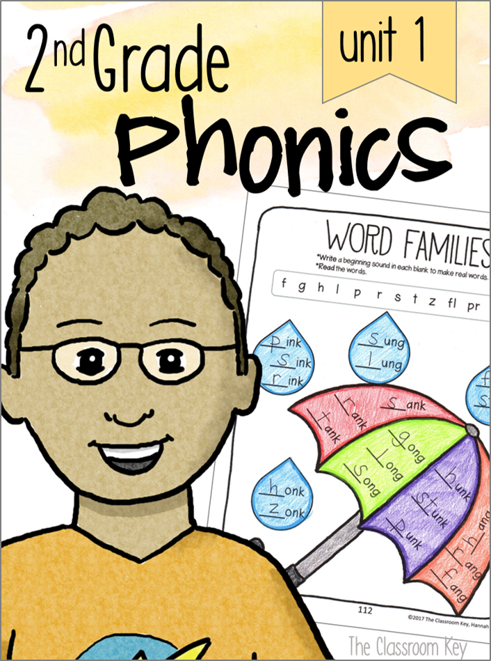 2nd Grade Phonics Unit 1 - Successfully teach phonics skills for reading growth with lesson plans, posters, fun activities, and assessments. This unit focuses on differentiating short and long vowel sounds, blends, digraphs, and glued sounds