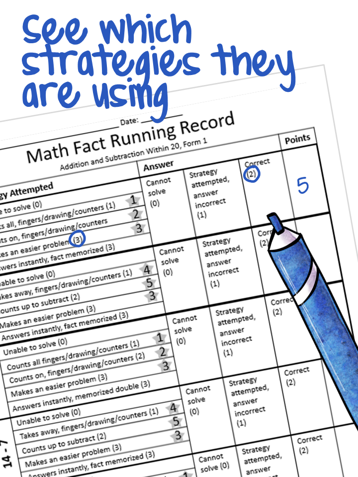 Math Running Record Add Sub In 20 The Classroom Key