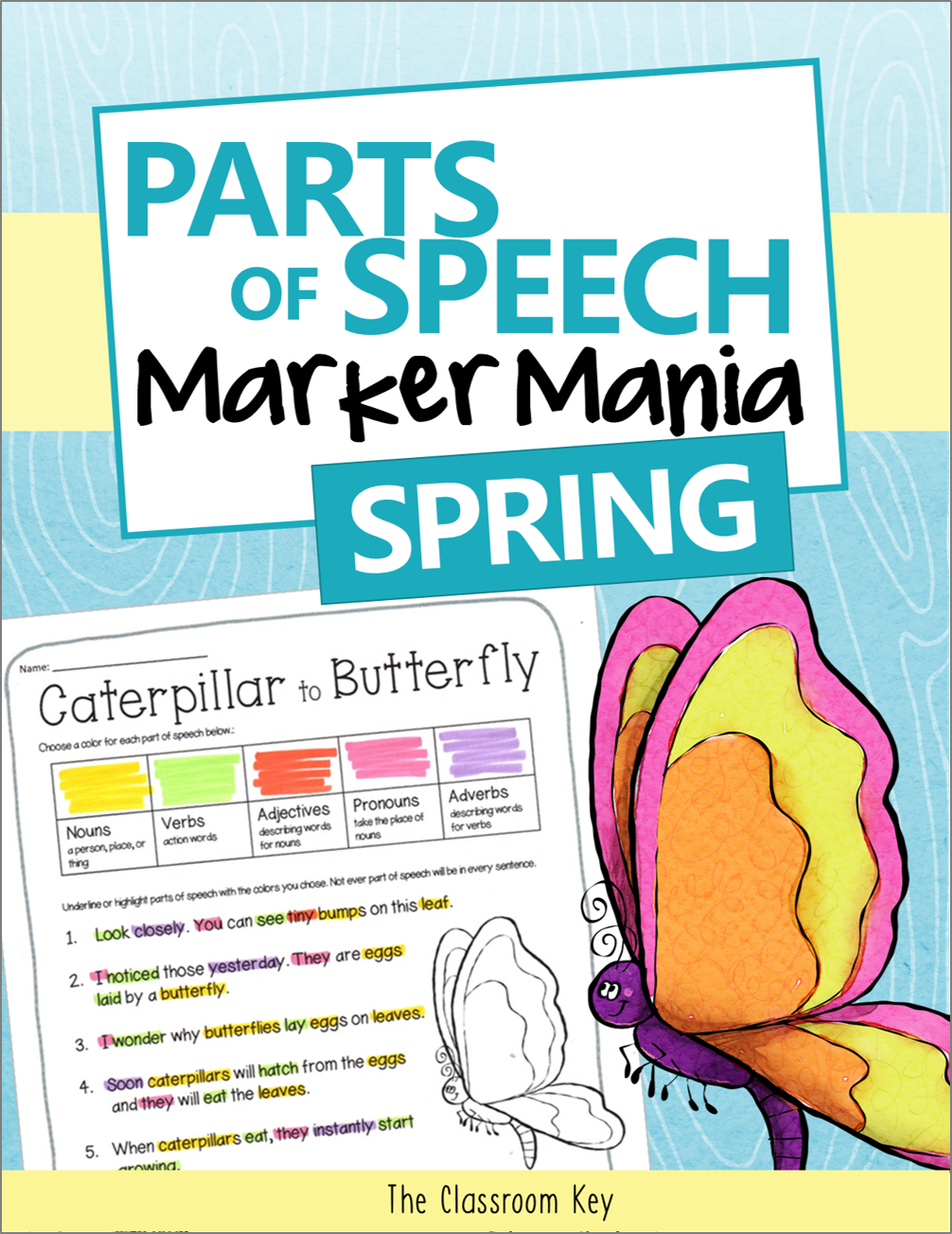 Teach parts of speech so that they stick with a spring theme! In these activities students highlight parts of speech in sentences using a color coding system. It's perfect for whole group lessons or a literacy center for 2nd or 3rd graders
