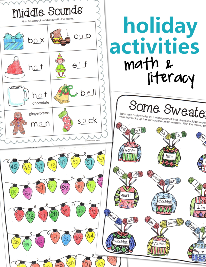 Winter Learning Activities for 1st Graders, Reading, Writing and Math