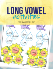 Teach long vowel (or vowel team) patterns with these no prep activities, manipulatives, posters, word sorts, and assessments. Perfect for 1st or second grade. Addresses Common Core standards RF1.3.C and RF2.3.B