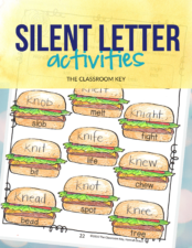 Teach silent letter patterns to 2nd and 3rd graders with this collection of no prep activities, posters, a mini book, and assessment, and more! Easy differentiation with challenge pages.