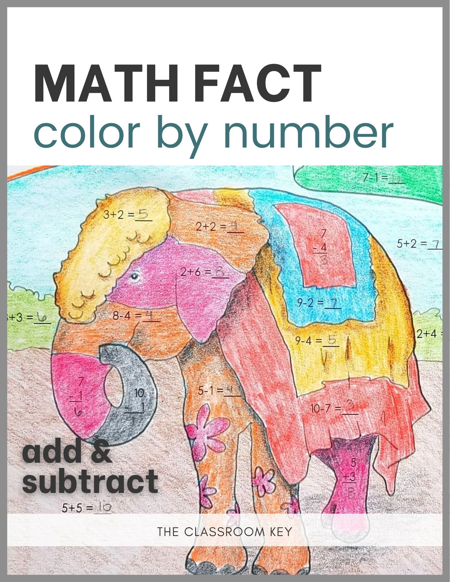 Addition and subtraction color by number activities